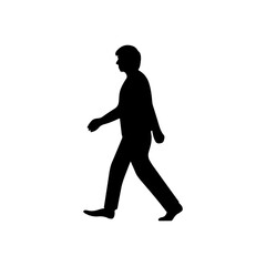 Black Man Walking silhouette vector illustration on white background.