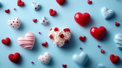 Valentine's day knolling with heart decorations and romantic elements for festive arrangements