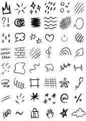 simple design elements . isolated collection of outline graphic brush strokes