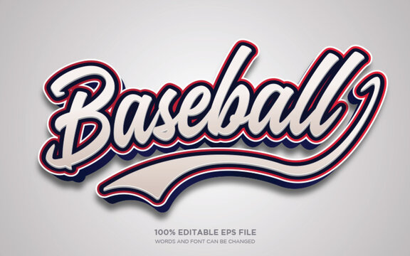 baseball 3D editable text style effect	
