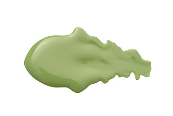 Glossy Green Nail Polish Swatch Isolated on White Background