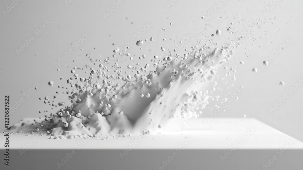 Poster dynamic interaction of solid particles bouncing and colliding on a smooth plane.