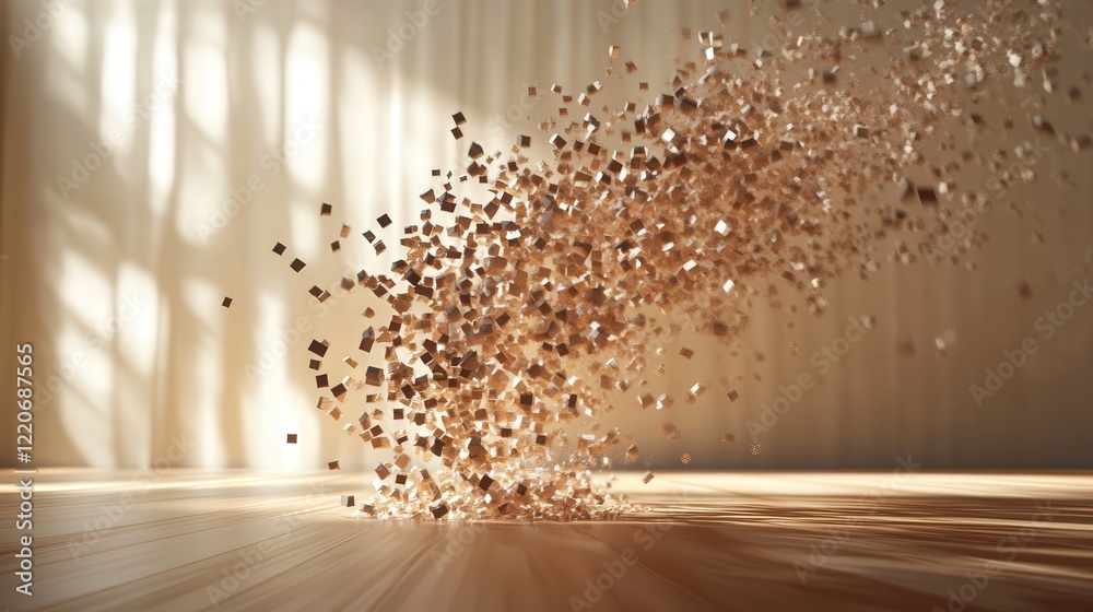 Poster dynamic interaction of solid particles bouncing and colliding on a smooth plane.