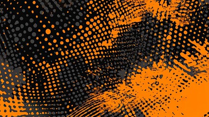 Vector halftone background, orange and black color palette, sports team pattern, vector illustration, vector graphics, background design element, 