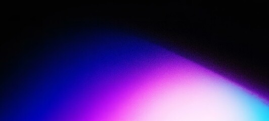 Purple blue abstract gradient shape on black background dark noise grainy texture glowing banner copy space
