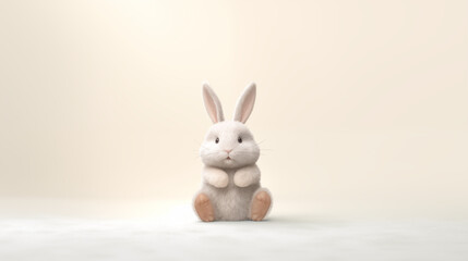 Gentle white bunny with serene expression against soft pastel background