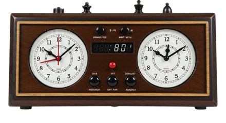 Analog & Digital Chess Clock Wooden Game Timer with Two Clocks