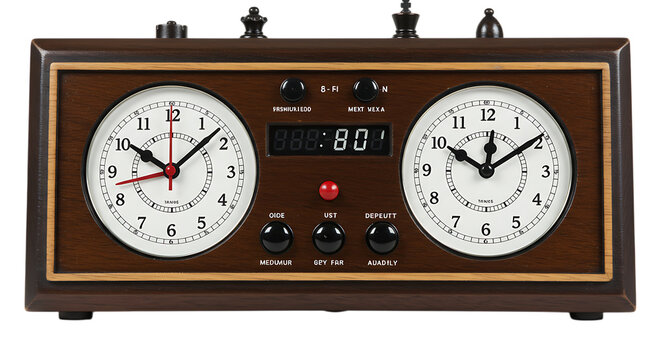 Analog & Digital Chess Clock Wooden Game Timer with Two Clocks