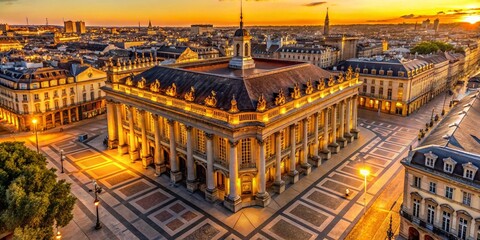 Fototapeta premium Drone View: Grand Theatre de Bordeaux's Ornate Ceiling, France