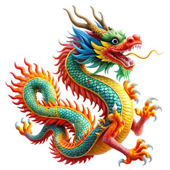 Chinese dragon statue isolated on white background