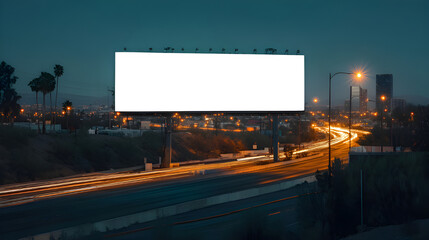 Mock-up of a blank white highway branding space in Phoenix at night