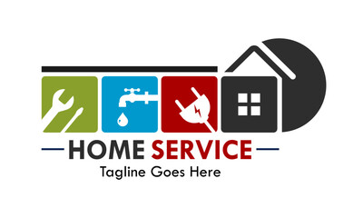Home service or home repair logo template illustration