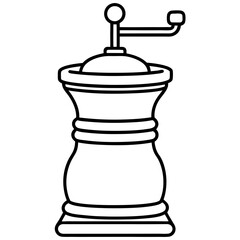 Minimalist Pepper Grinder Line Art Illustration