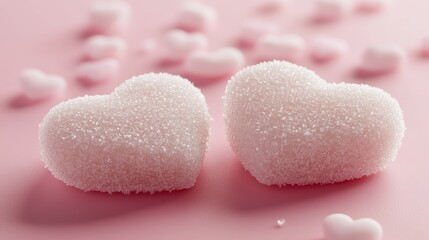 Obraz premium Sweet sugar hearts on soft pink background for romantic valentine's day design