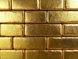 gold brick wall texture golden background. 3d render.