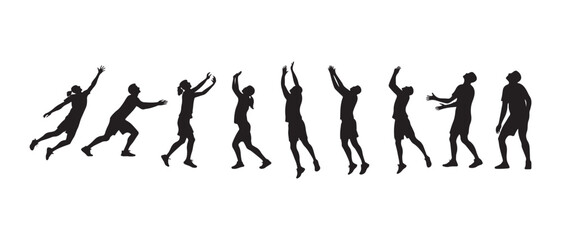 silhouette of people palaying on white background