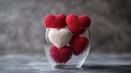 Valentine's day crochet hearts in glass for romantic decor and gift ideas