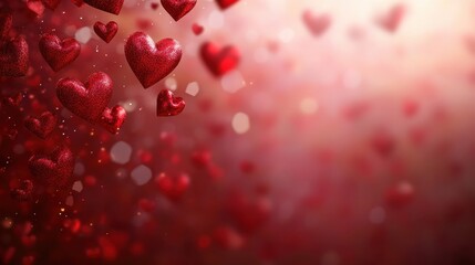 Obraz premium Ultra realistic valentine's day love background with floating red hearts