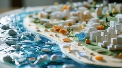 model illustrating how microplastic particles enter drinking water systems and reach human consumers.