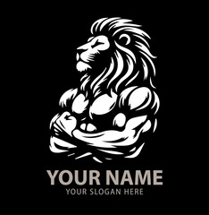 lion simple icon vector black and white