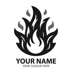 fire logo icon vector illustration black and white .