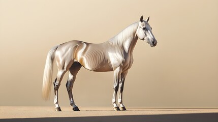 Obraz premium Tranquil Akhal Teke Horse Standing Gracefully in Serene Environment