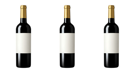 Three Red Wine Bottles Mockup Blank Labels