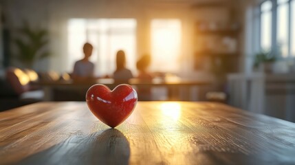 Heart symbolizing family love and togetherness in warm home environment