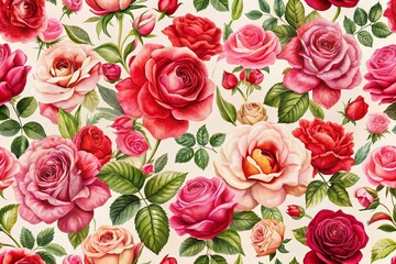 Elegant Rose Pattern Background - Romantic Floral Design Stock Photo