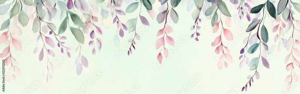 Poster soft watercolor branches featuring delicate lavender hues create a serene and calming atmosphere in 