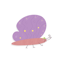 Cute Insect, Butterfly, Doodle Vector Hand Drawn Isolated Illustration