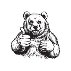 bear mascot thumb up