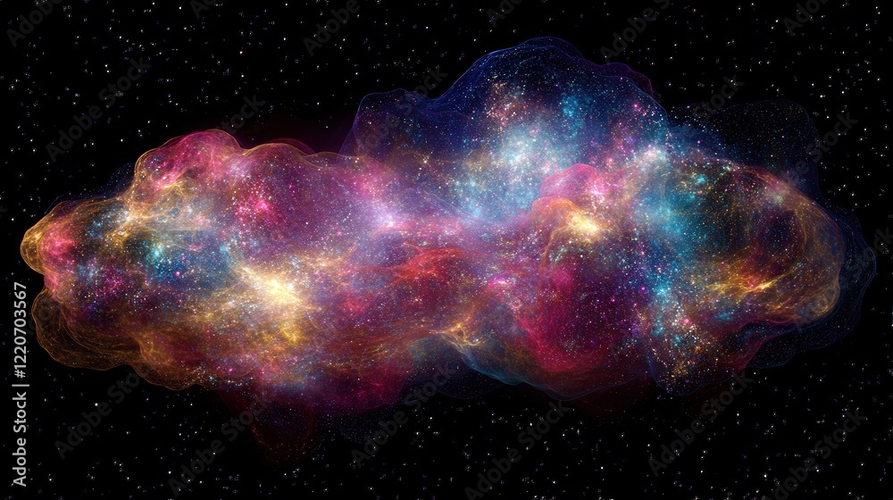 Fototapete multicolored particles suspended in space, representing the diversity of matter at a microscopic lev