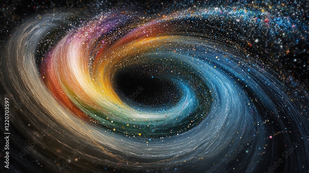 Fototapete multicolored particles suspended in space, representing the diversity of matter at a microscopic lev