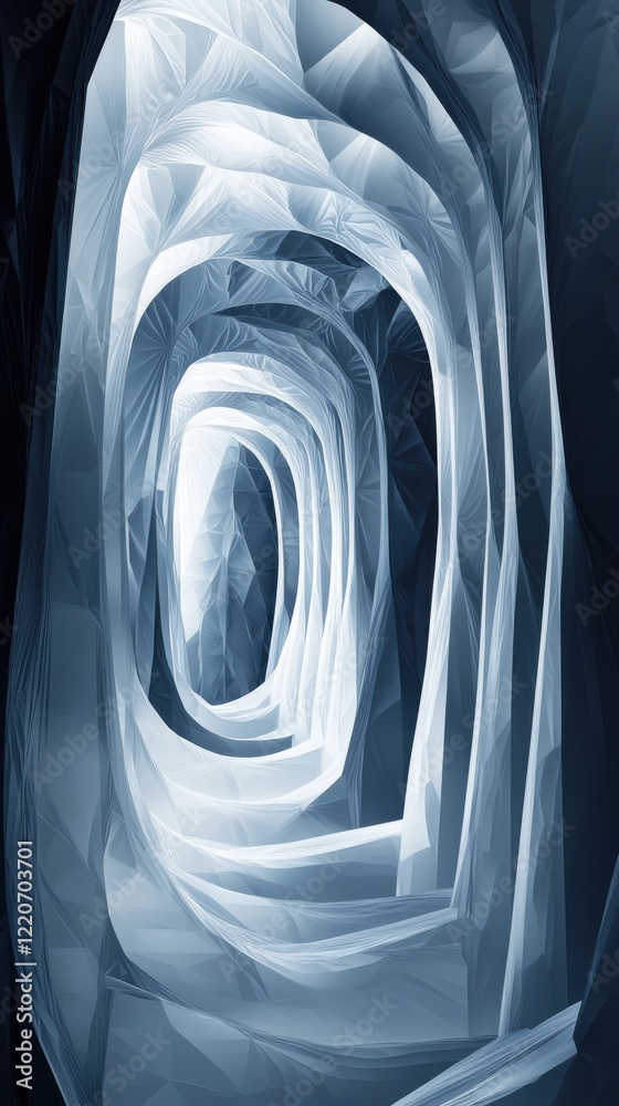 Poster modern low-poly background with gradients creating an abstract tunnel effect