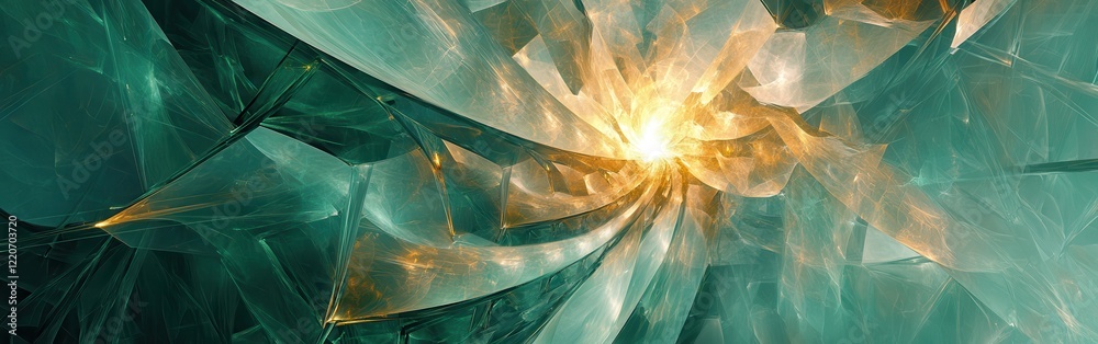 Aufkleber Modern abstract design featuring transparent layers and a glowing centerpiece in a harmonious color palette
