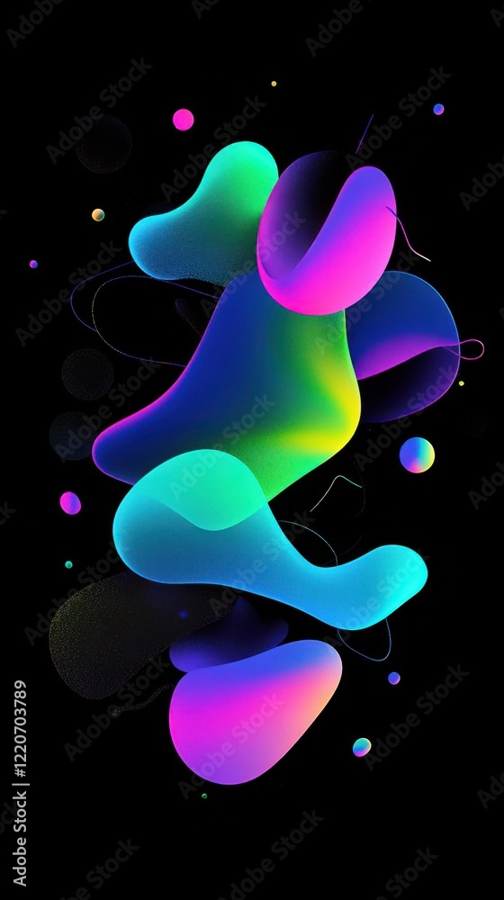 Poster vivid lime neon-inspired abstract forms create dynamic visual energy in a dark background setting