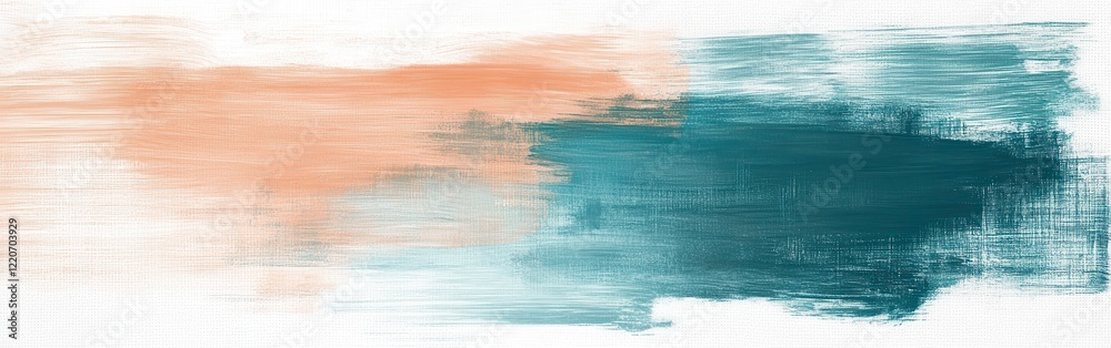 Aufkleber bold brush strokes in teal and coral create a striking minimalist abstract design on a white canvas 