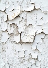 Obraz premium A highly detailed, high-resolution photograph of an aged white concrete wall with peeling paint and weathering.