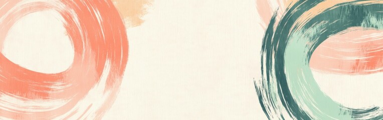 Fototapeta premium Minimalist pencil strokes create a serene abstract design featuring circular patterns in soft colors on a pale background