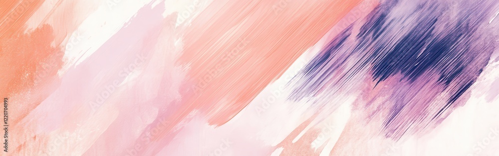 Poster Minimalist chaotic brush marks in muted peach create an abstract work of art full of fluid motion and subtle color transitions