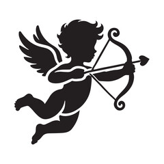 Fototapeta premium Cupid design symbolizing love and passion in a timeless way - Cupid silhouette - Cupid vector - Cupid illustration - valentine silhouette - love silhouette 