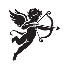Fototapeta premium Iconic Cupid imagery for heartfelt and love-filled projects - Cupid silhouette - Cupid vector - Cupid illustration - valentine silhouette - love silhouette 