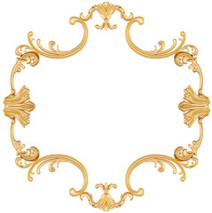 Golden frame on transparent background, cut out, 3D render