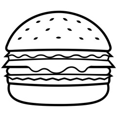 Modern Burger Outline Vector Art
