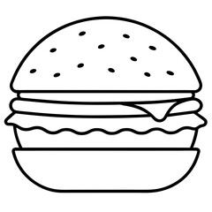 Modern Burger Outline Vector Art