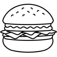 Modern Burger Outline Vector Art