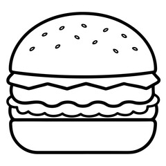 Modern Burger Outline Vector Art
