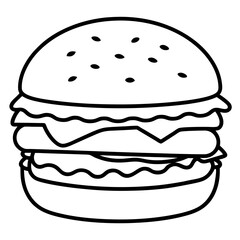 Modern Burger Outline Vector Art