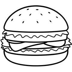 Modern Burger Outline Vector Art
